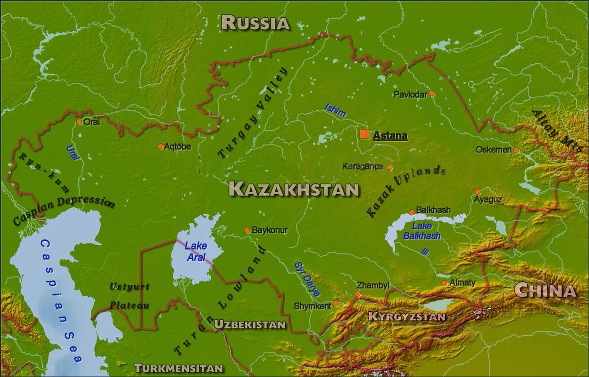 mapa de Casaquistán física