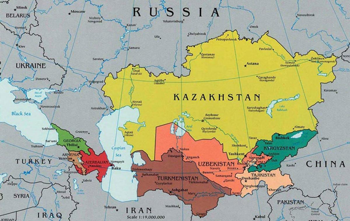 mapa de Casaquistán países veciños