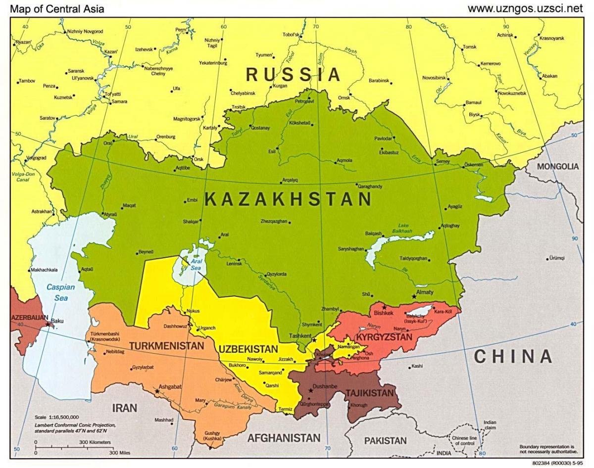 mapa de Casaquistán mapa de asia